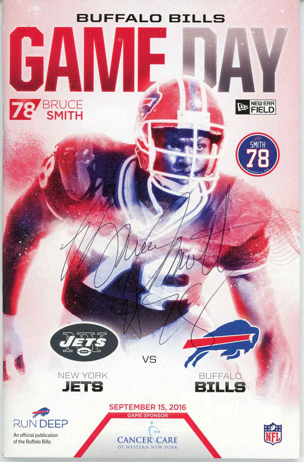 Bruce Smith Autographed Buffalo Bills 2016 Gameday Media Guide Beckett