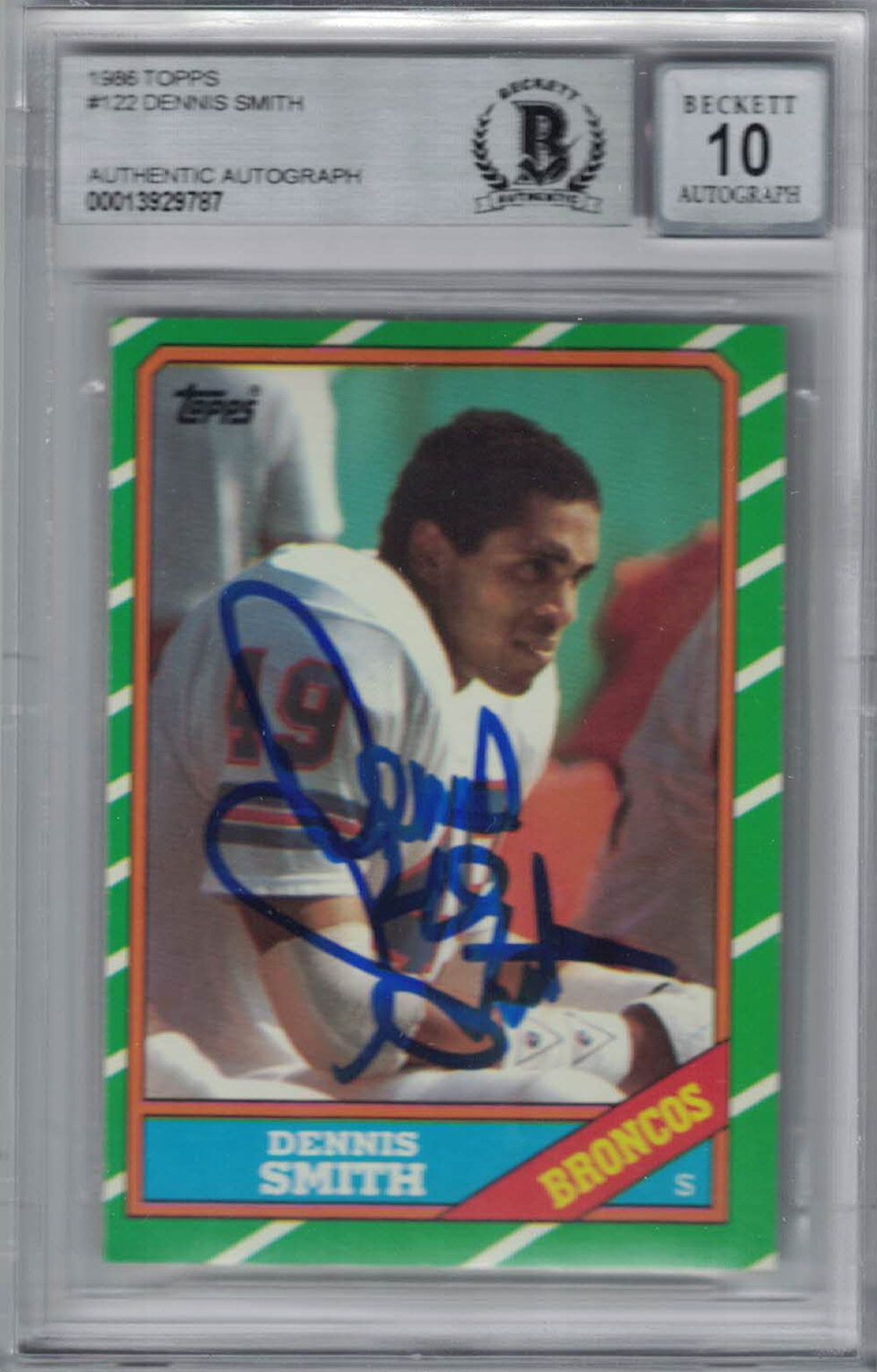 Dennis Smith Autographed 1986 Topps #122 Rookie Card Beckett Slabbed