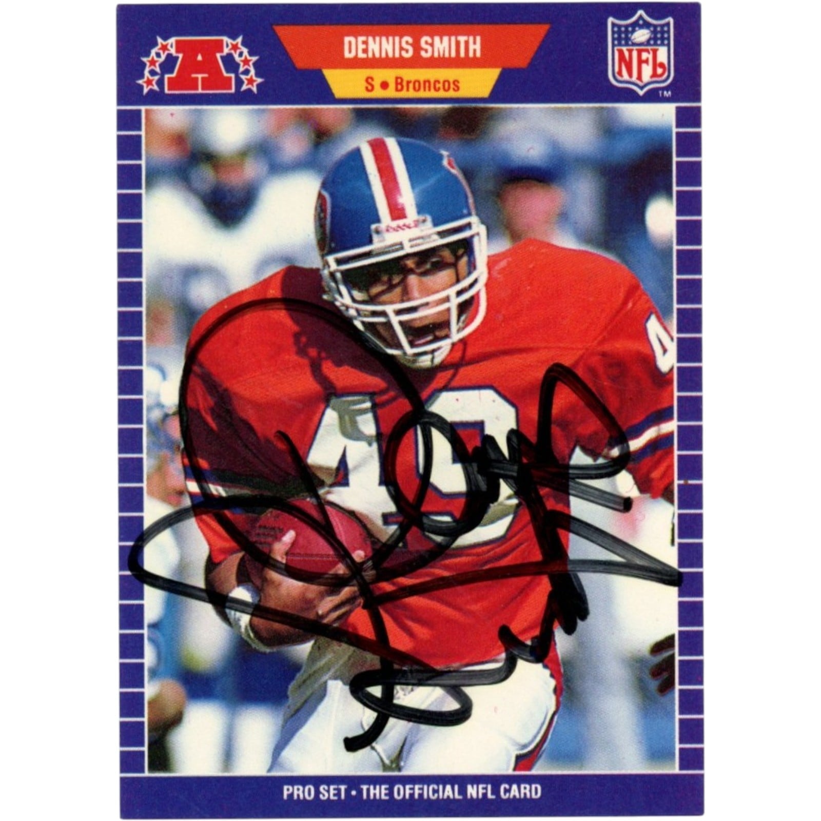 Dennis Smith Autographed/Signed Denver Broncos Trading Card Beckett 58354