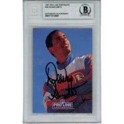 Dennis Smith Autographed Denver Broncos 1991 Pro Line Card Slab Beckett 56136