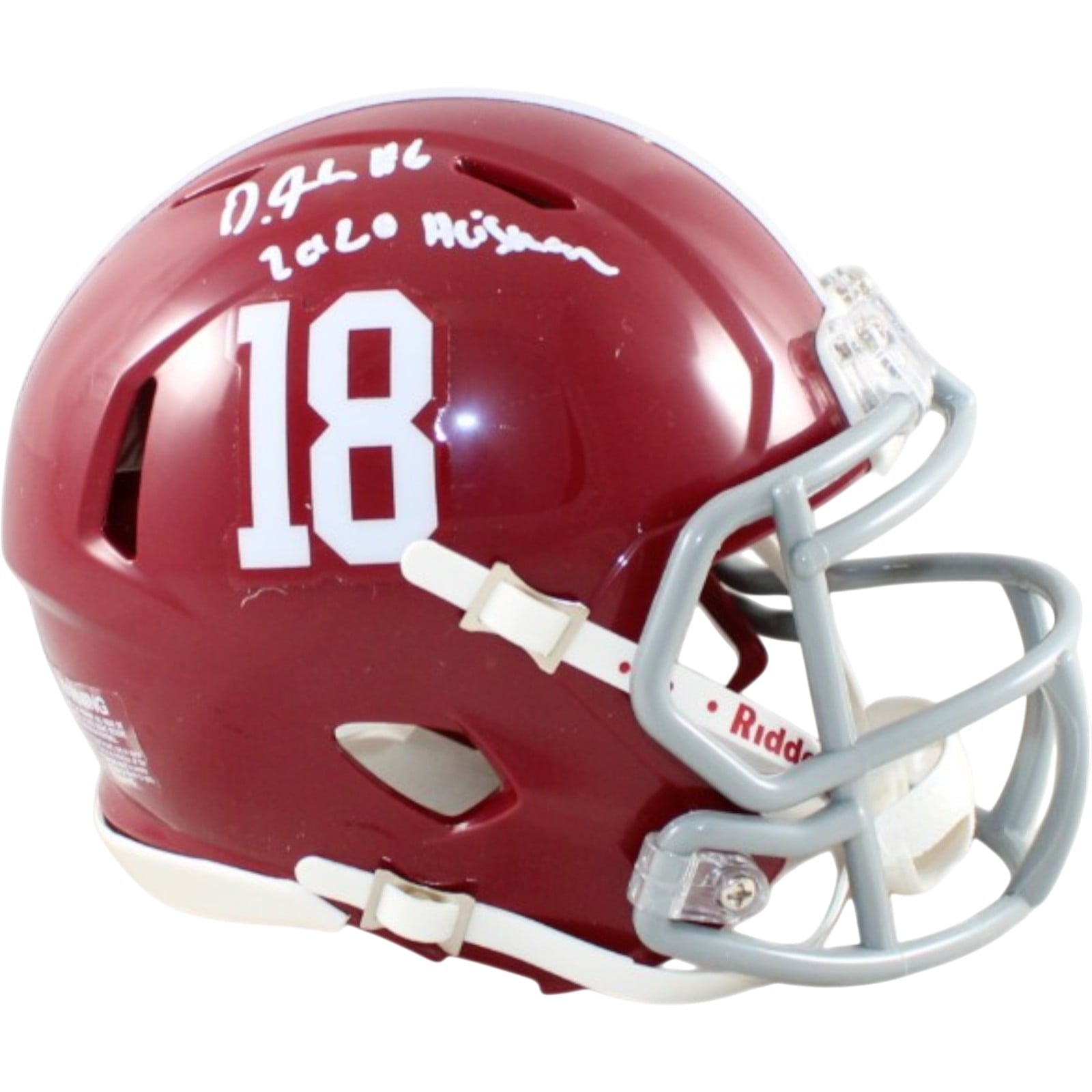 Devonta Smith Autographed Alabama Crimson Tide Mini Helmet Beckett W 58589