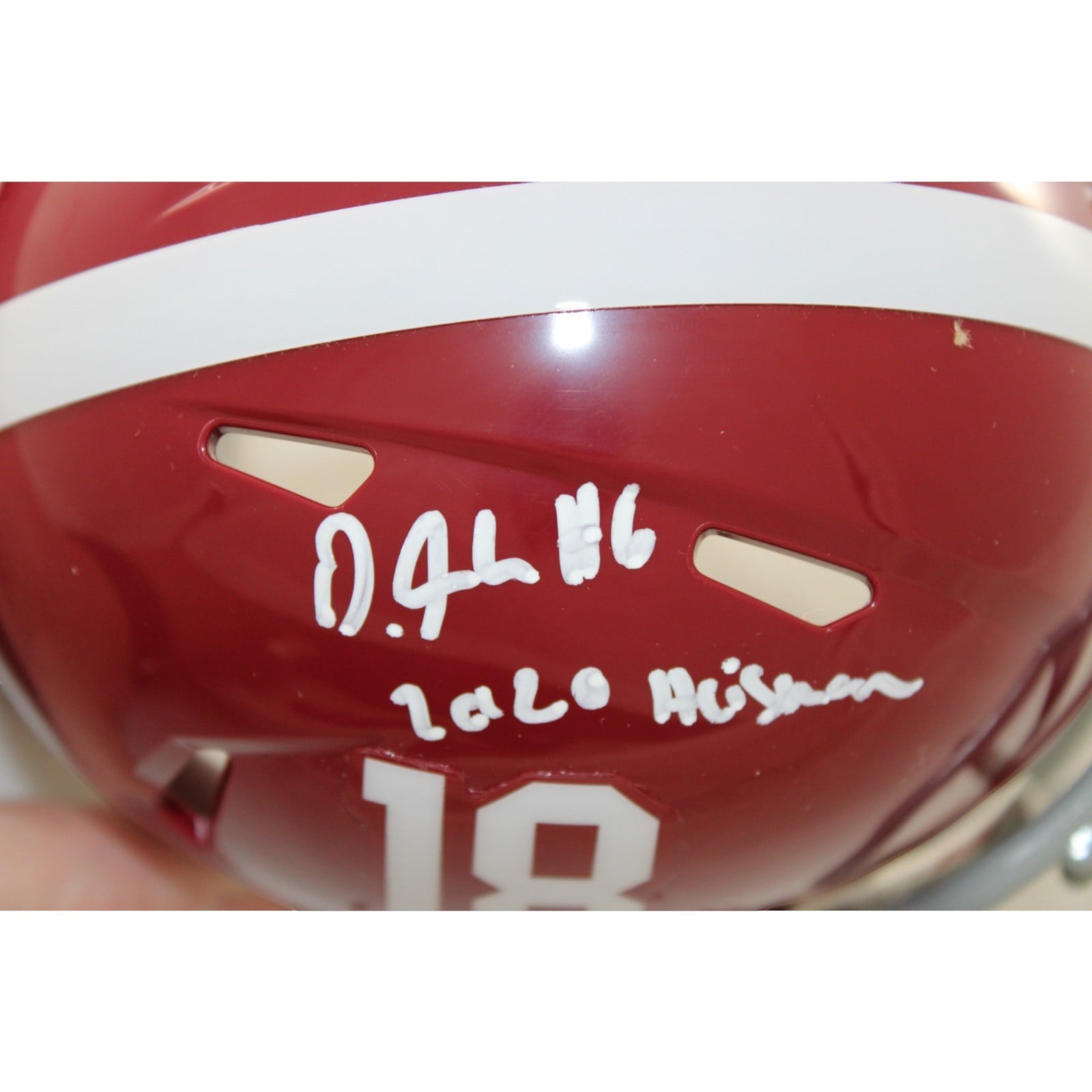Devonta Smith Autographed Alabama Crimson Tide Mini Helmet Beckett W 58589 3 Devonta Smith Autographed Alabama Crimson Tide Mini Helmet Beckett W 58589