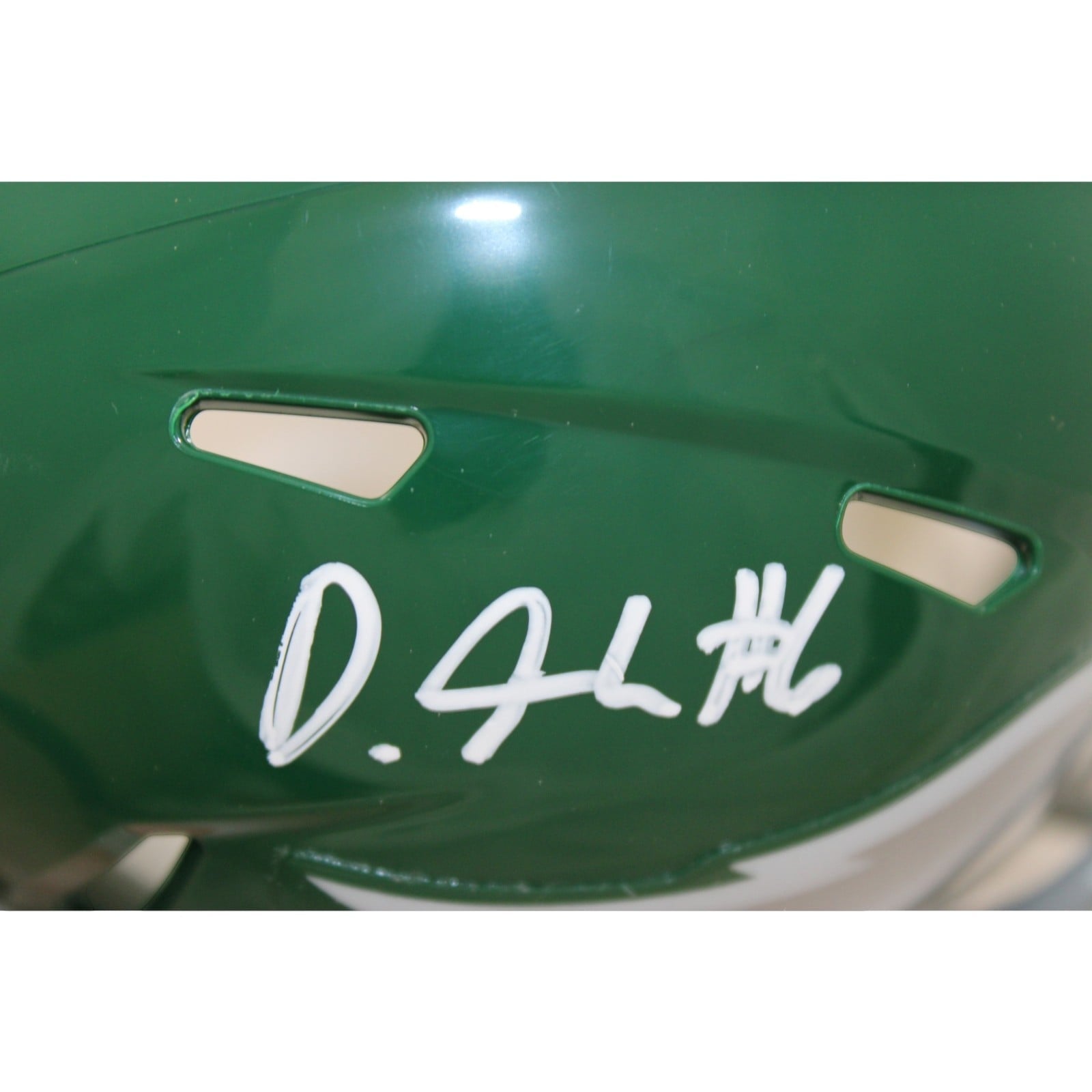 Devonta Smith Autographed Philadelphia Eagles Mini Helmet 74 TB Beckett W 58585 3 Devonta Smith Autographed Philadelphia Eagles Mini Helmet 74 TB Beckett W 58585