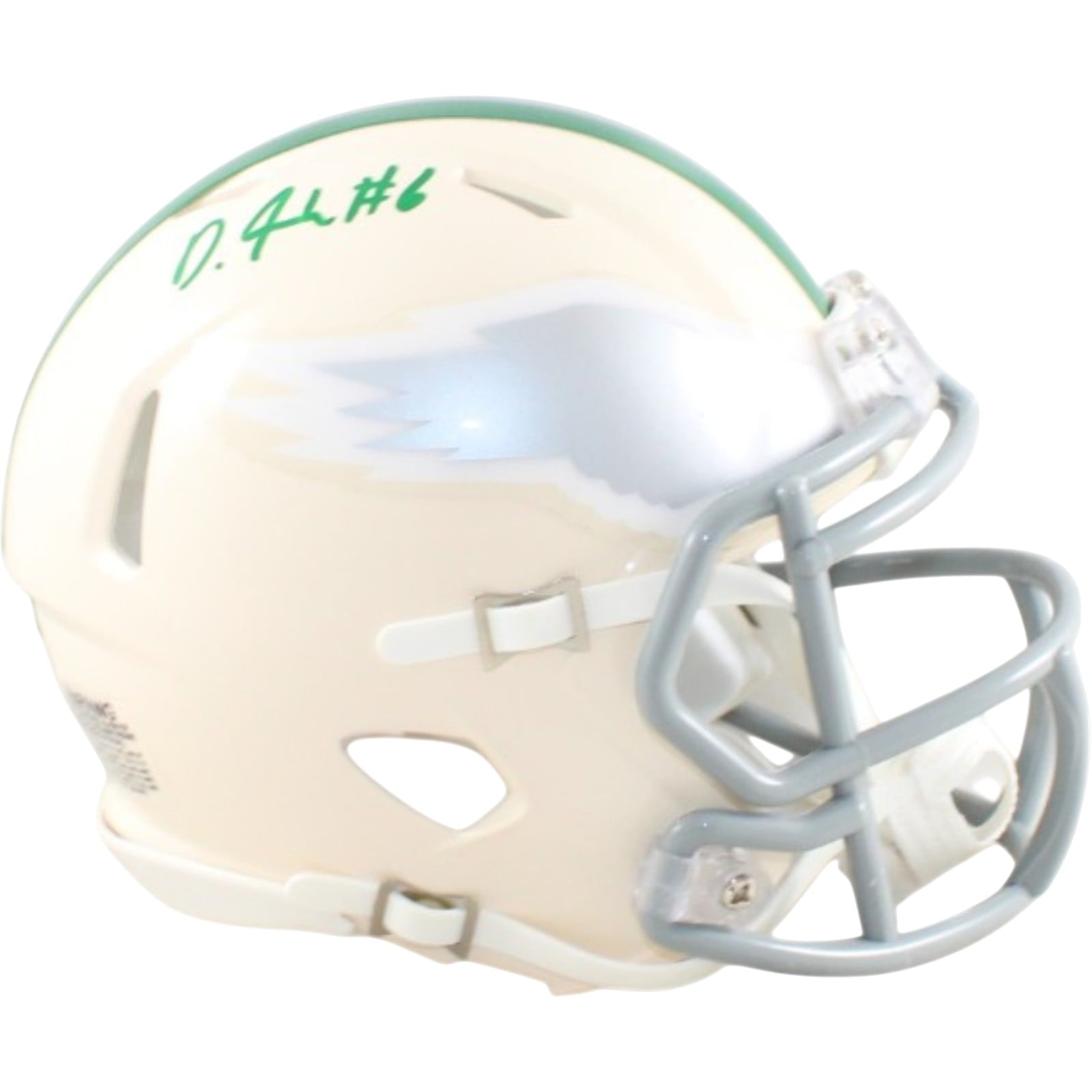 Devonta Smith Autographed Philadelphia Eagles Mini Helmet Retro Beckett W 58581 1 Devonta Smith Autographed Philadelphia Eagles Mini Helmet Retro Beckett W 58581