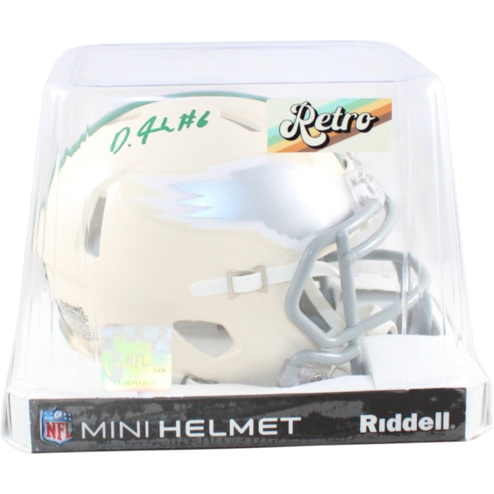 Devonta Smith Autographed Philadelphia Eagles Mini Helmet Retro Beckett W 58581 6 Devonta Smith Autographed Philadelphia Eagles Mini Helmet Retro Beckett W 58581