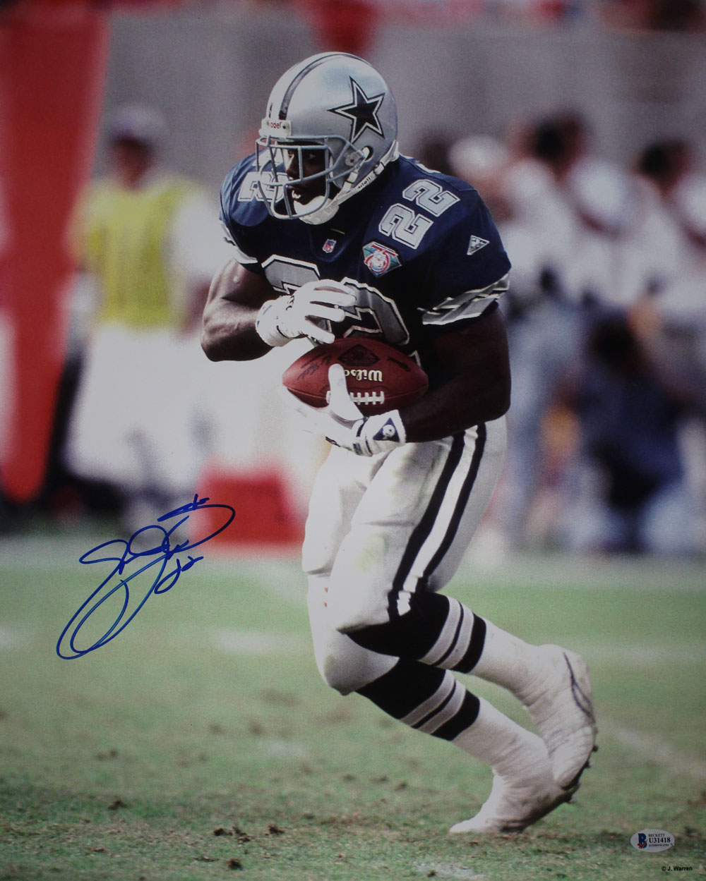 Emmitt Smith Autographed/Signed Dallas Cowboys 16x20 Photo BAS 29245