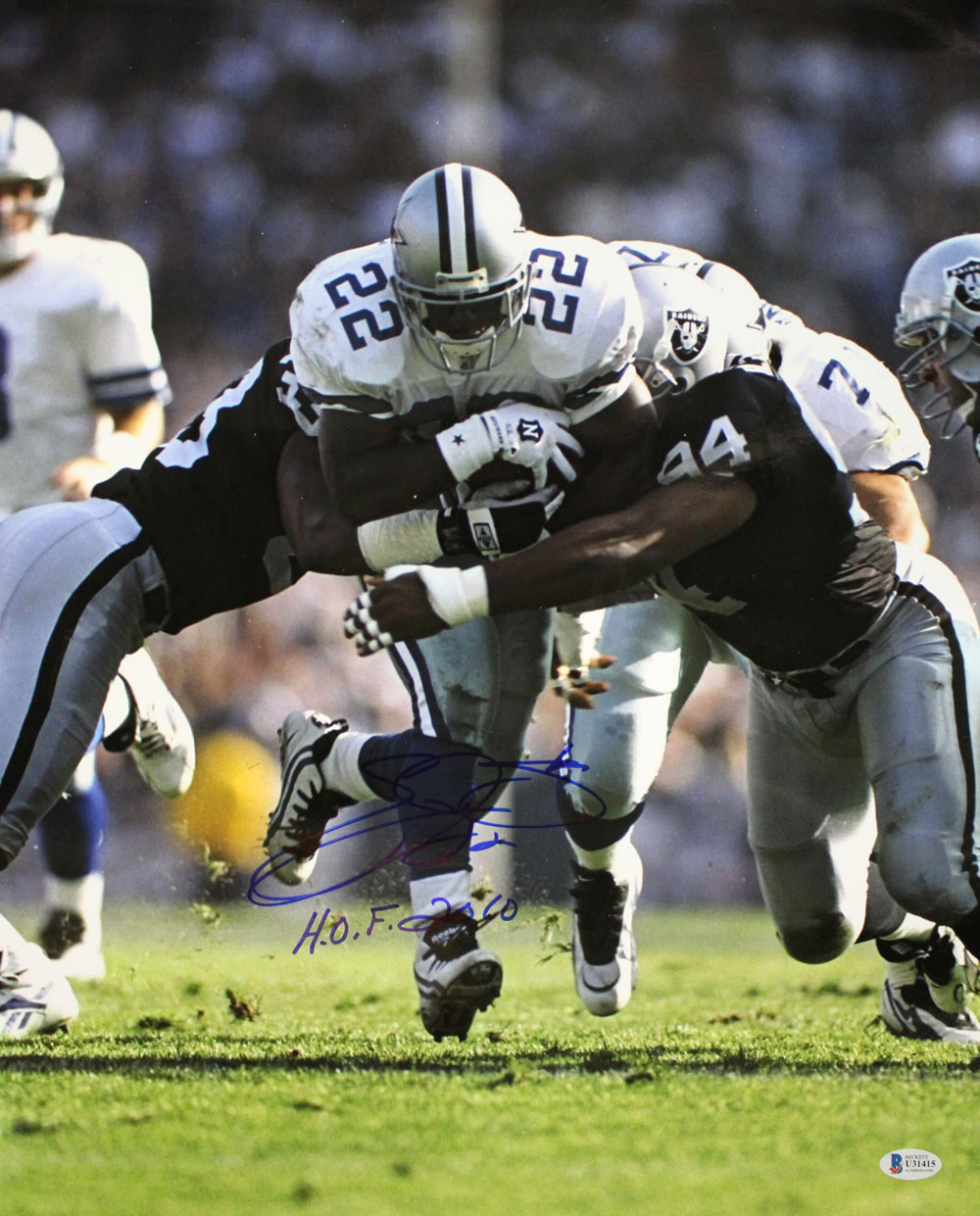 Emmitt Smith Autographed/Signed Dallas Cowboys 16x20 Photo HOF BAS 29243