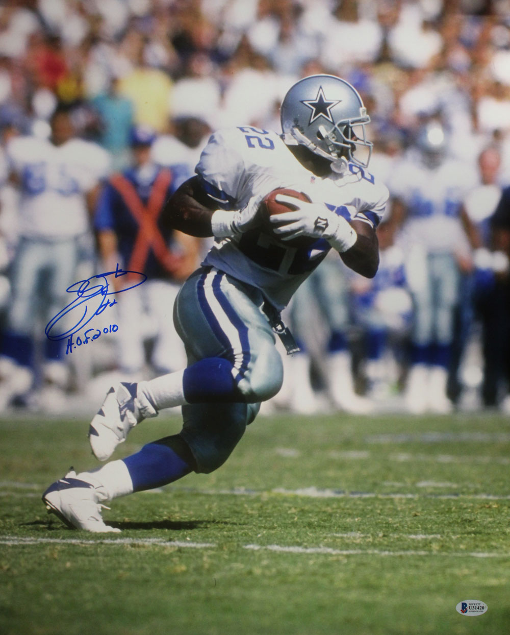 Emmitt Smith Autographed/Signed Dallas Cowboys 16x20 Photo HOF BAS 29244