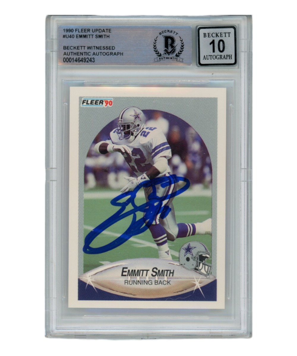 Emmitt Smith Autographed 1990 Fleer U-40 Card Grade 10 Auto Beckett 
