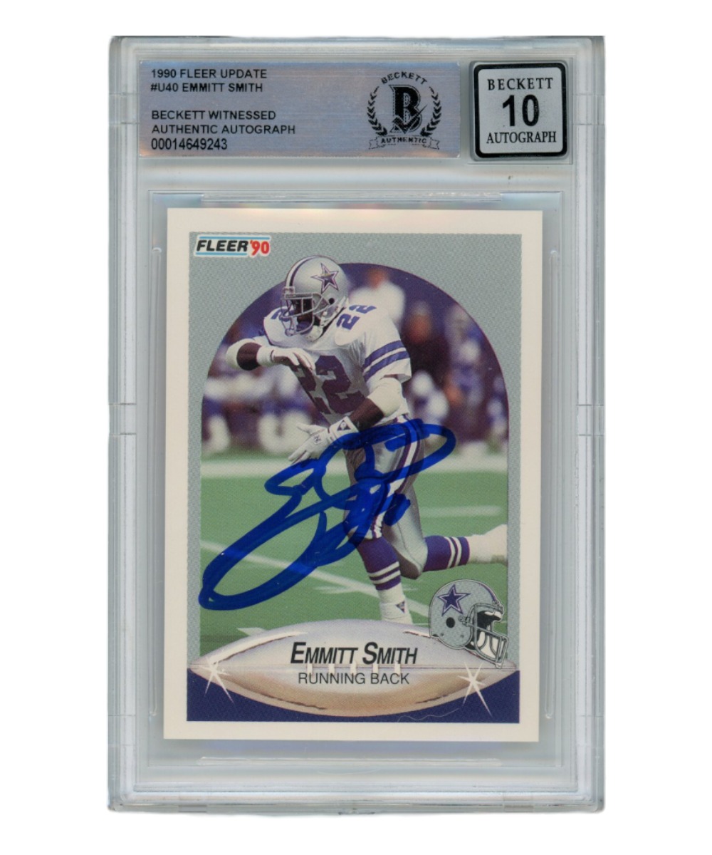 Emmitt Smith Autographed 1990 Fleer U-40 Card Grade 10 Auto Beckett