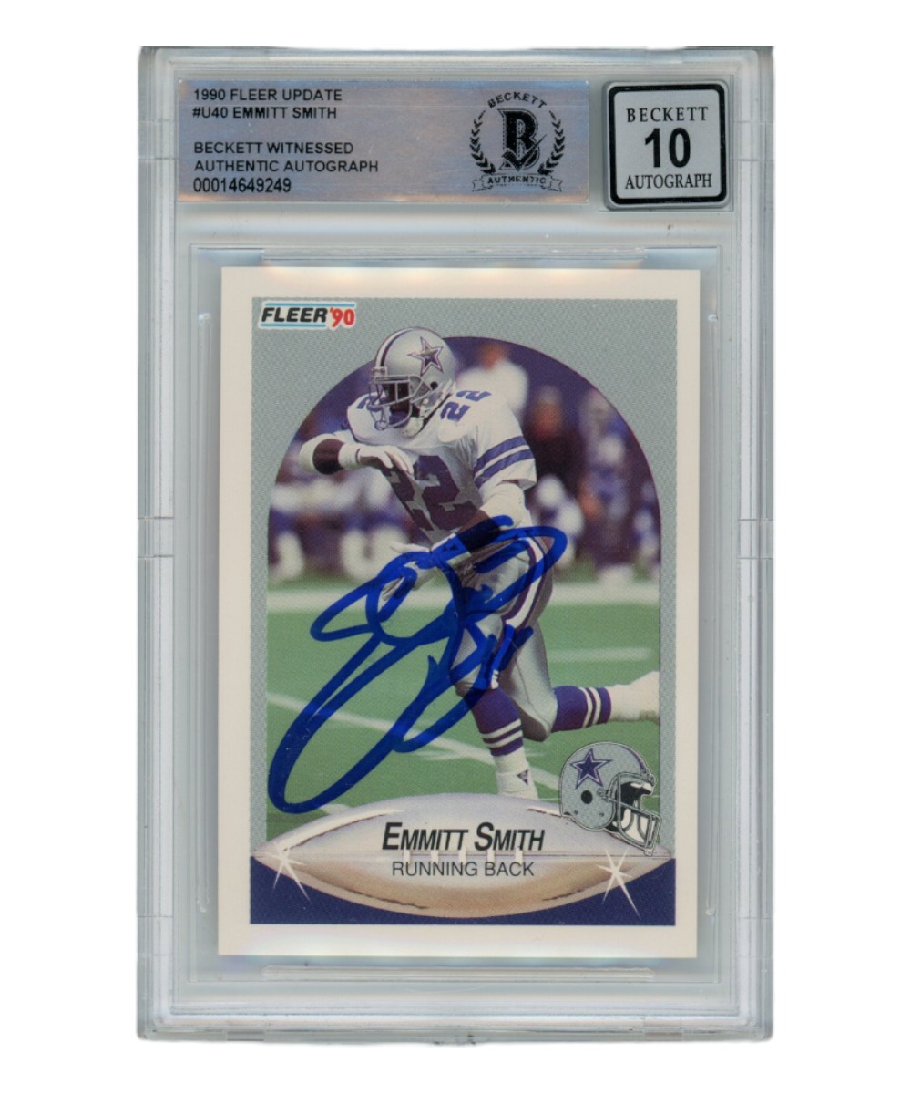Emmitt Smith Autographed 1990 Fleer U-40 Card Grade 10 Auto Beckett 