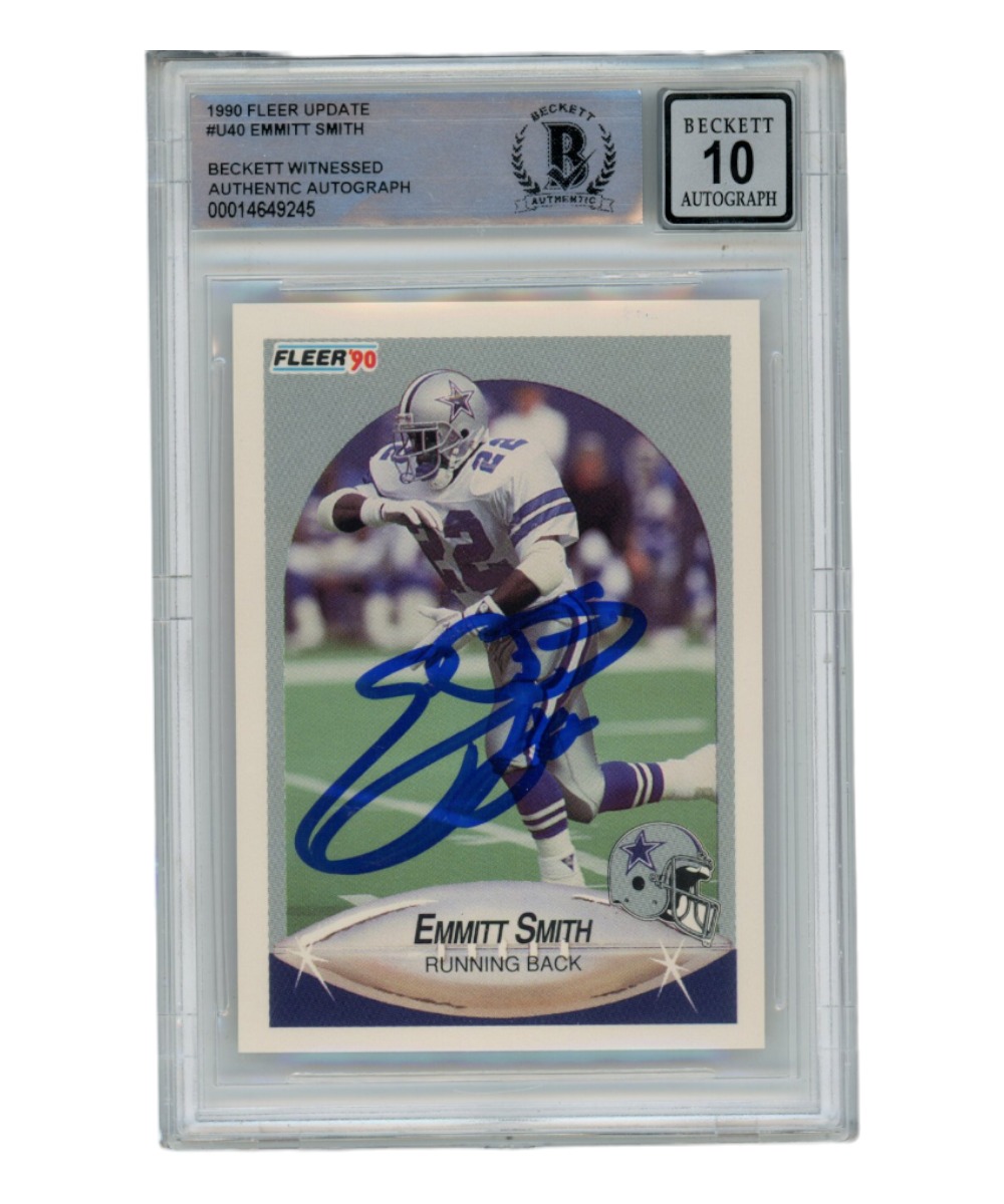 Emmitt Smith Autographed 1990 Fleer U-40 Card Grade 10 Auto Beckett 
