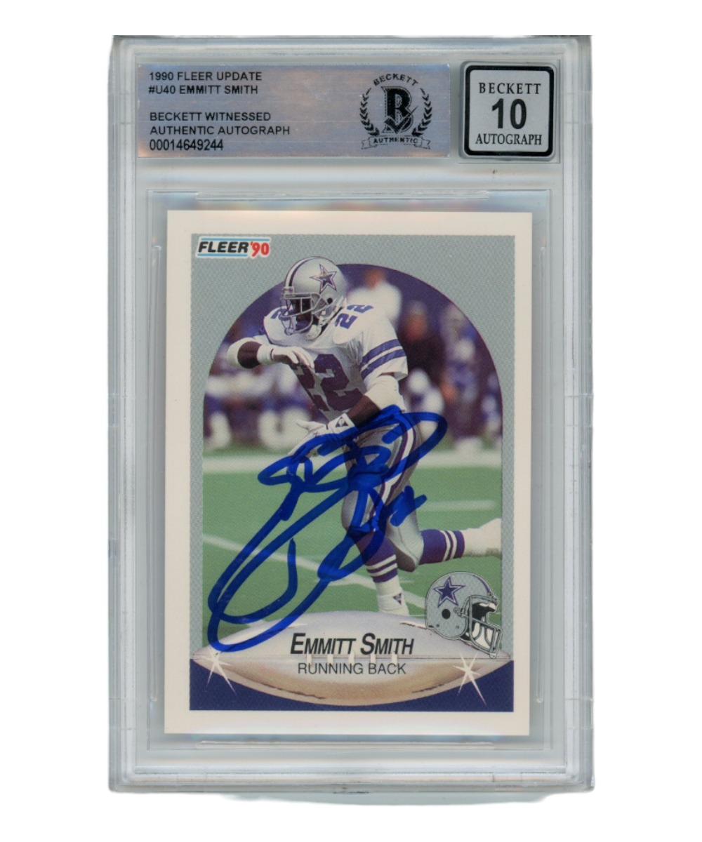 Emmitt Smith Autographed 1990 Fleer U-40 Card Grade 10 Auto Beckett 