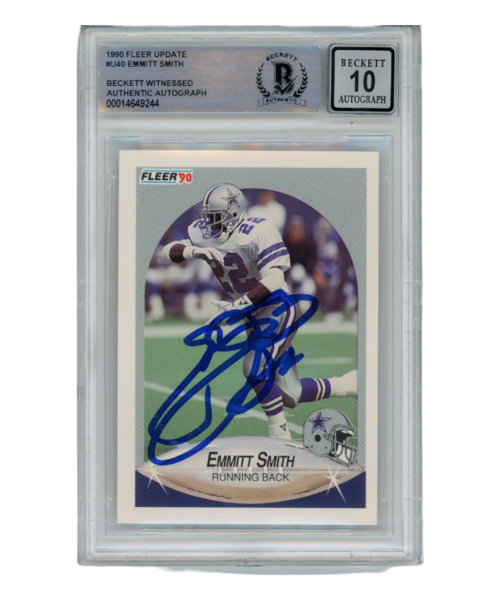 Emmitt Smith Autographed 1990 Fleer U-40 Card Grade 10 Auto Beckett