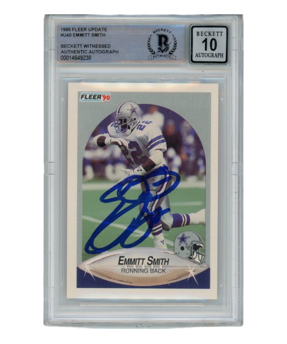 Emmitt Smith Autographed 1990 Fleer U-40 Card Grade 10 Auto Beckett 