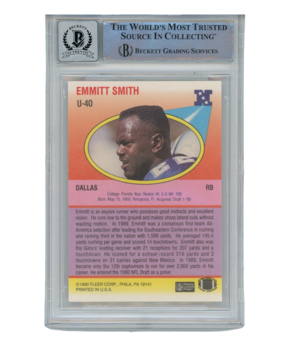 Emmitt Smith Autographed 1990 Fleer U-40 Grade 10 Auto Beckett