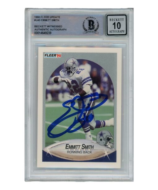 Emmitt Smith Autographed 1990 Fleer U-40 Card Grade 10 Auto Beckett