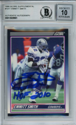 Emmitt Smith Autographed 1990 Score #101T Rookie Card HOF Beckett Slab