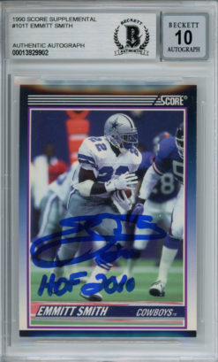 Emmitt Smith Autographed 1990 Score #101T Rookie Card HOF Beckett Slab