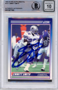 Emmitt Smith Signed 1990 Score Supplemental #101 (Grade 10) Slabbed BAS