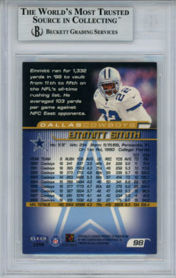 Emmitt Smith Autographed 1999 Fleer Focus #98 Trading Card Beckett Slab