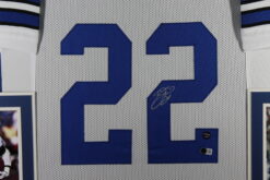 Emmitt Smith Autographed Pro Style White XL Framed Jersey 35x43 Beckett 53762