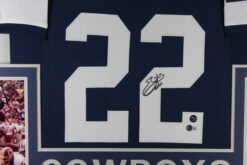 Emmitt Smith Autographed/Signed Pro Style Blue XL Framed Jersey Beckett 51240