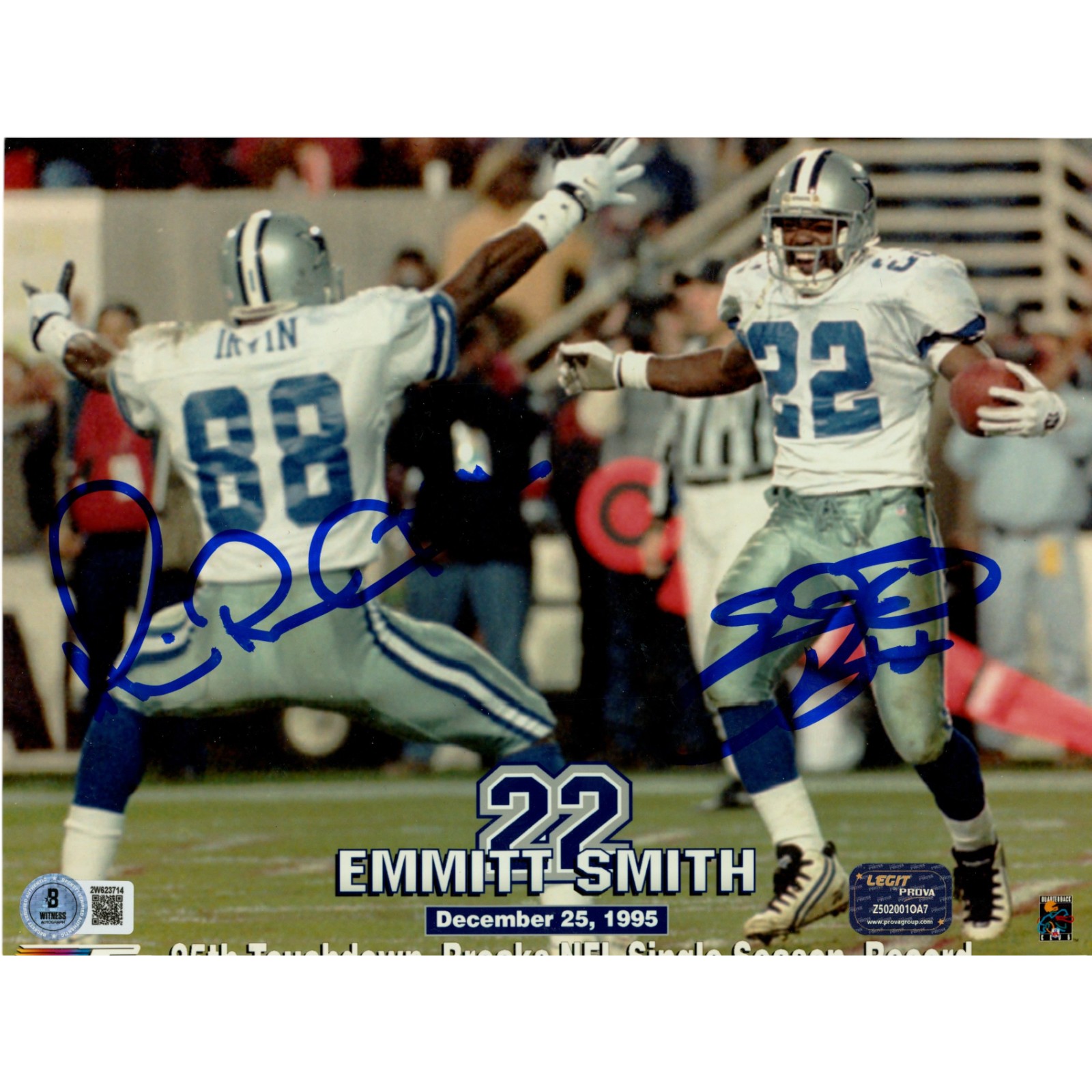 Emmitt Smith Michael Irvin Autographed Dallas Cowboys 8x10 Photo Beckett 49611