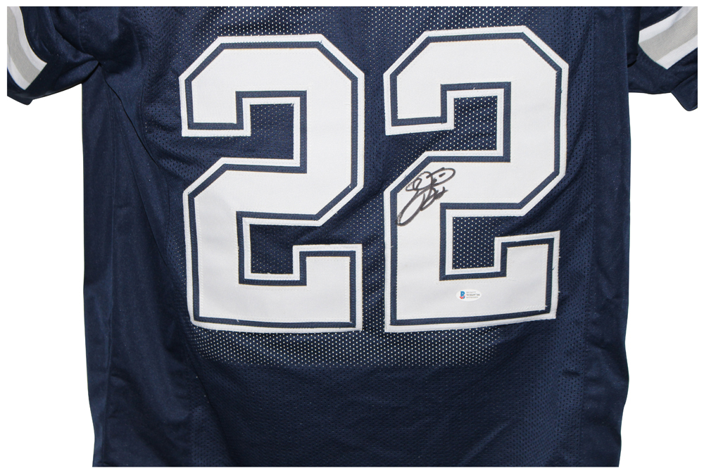 Emmitt Smith Autographed/Signed Pro Style Blue XL Jersey BAS