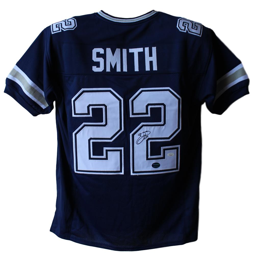 Emmitt Smith Autographed/Signed Dallas Cowboys Blue XL Jersey JSA 24519