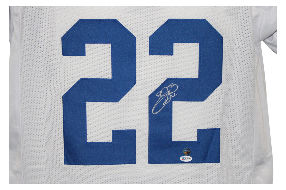 Emmitt Smith Autographed/Signed Pro Style White XL Jersey BAS 28322