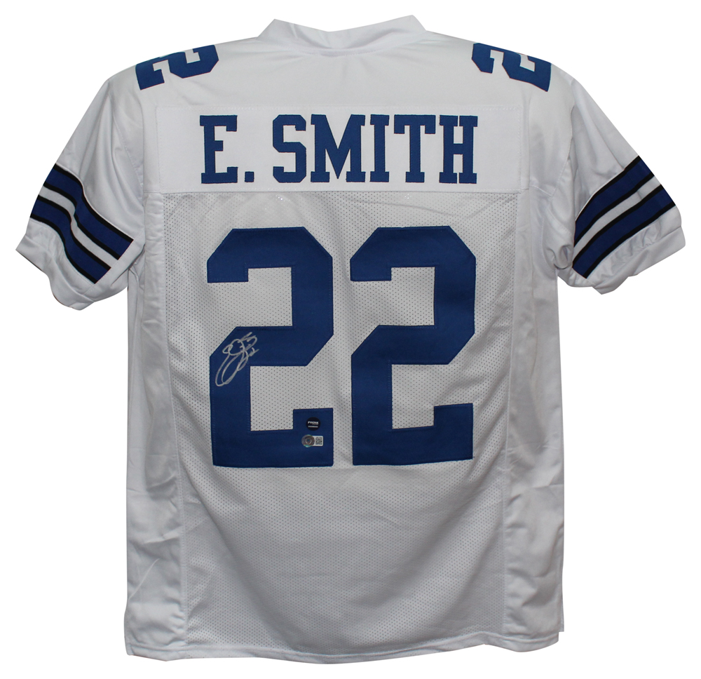 Emmitt Smith Autographed/Signed Pro Style White XL Jersey Beckett