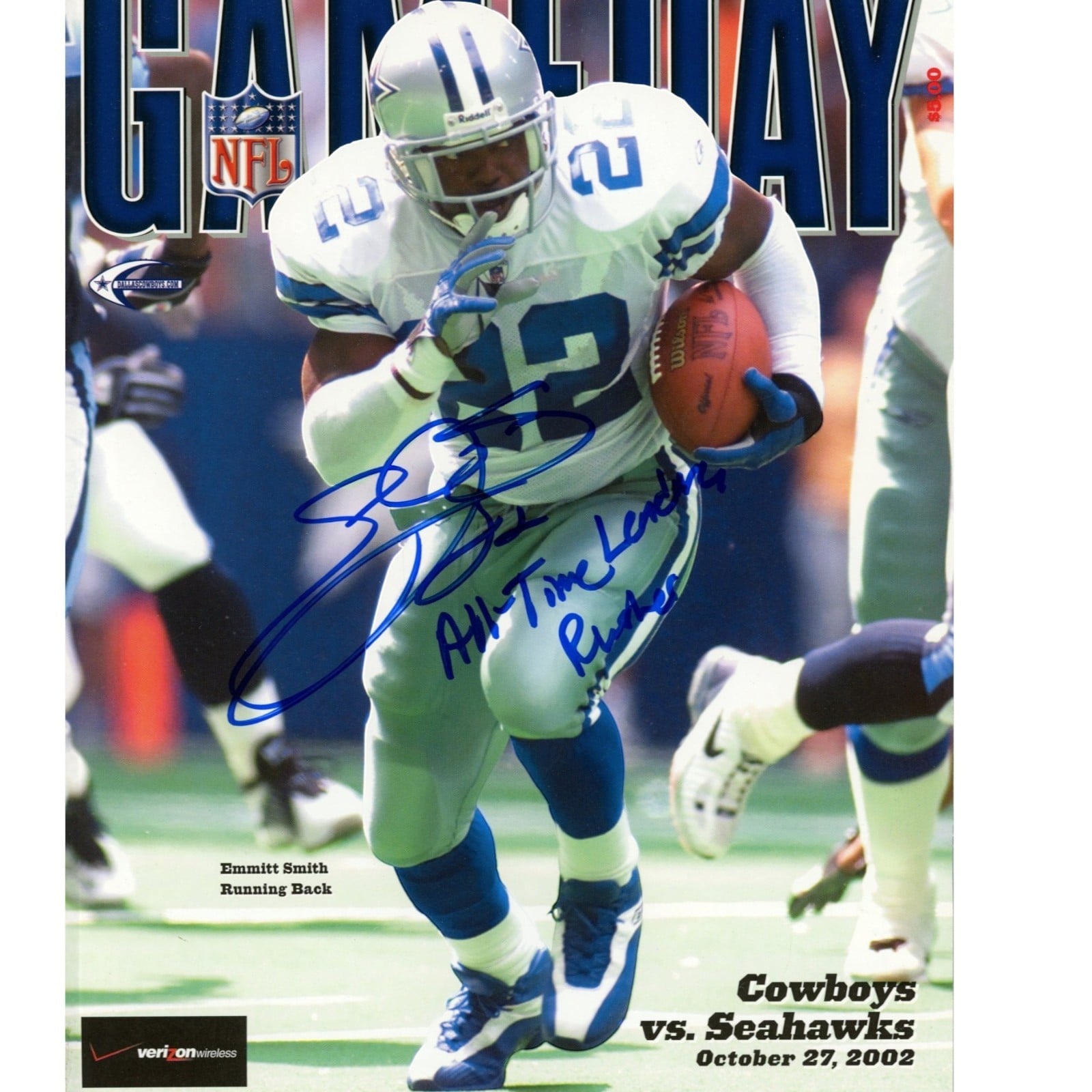 Emmitt Smith Autographed/Signed Dallas Cowboys Magazine Cover Beckett W 58592