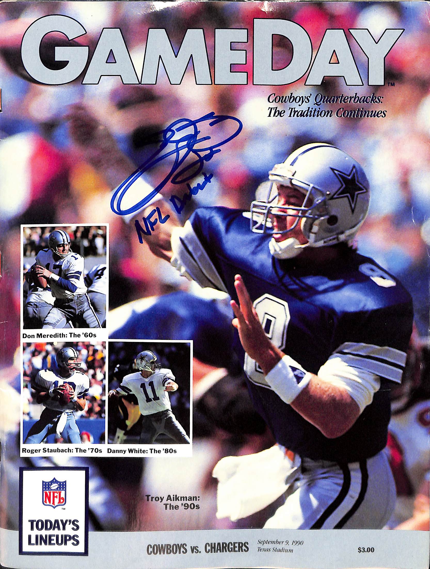 Emmitt Smith Autographed Dallas Cowboys Magazine NFL Debut Beckett 