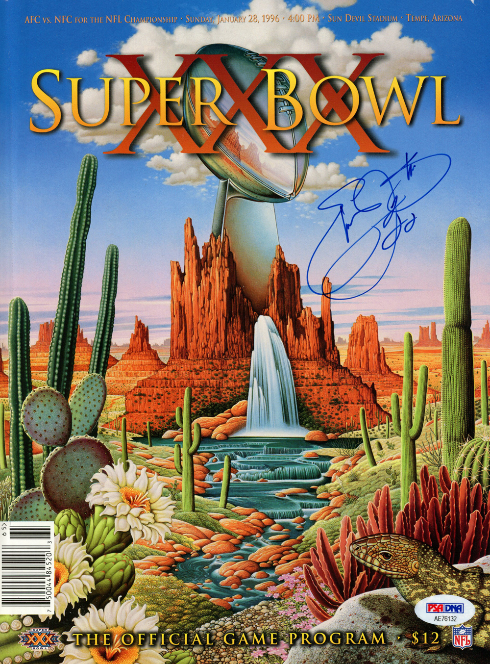 Emmitt Smith Autographed/Signed Super Bowl XXX Program PSA 37396