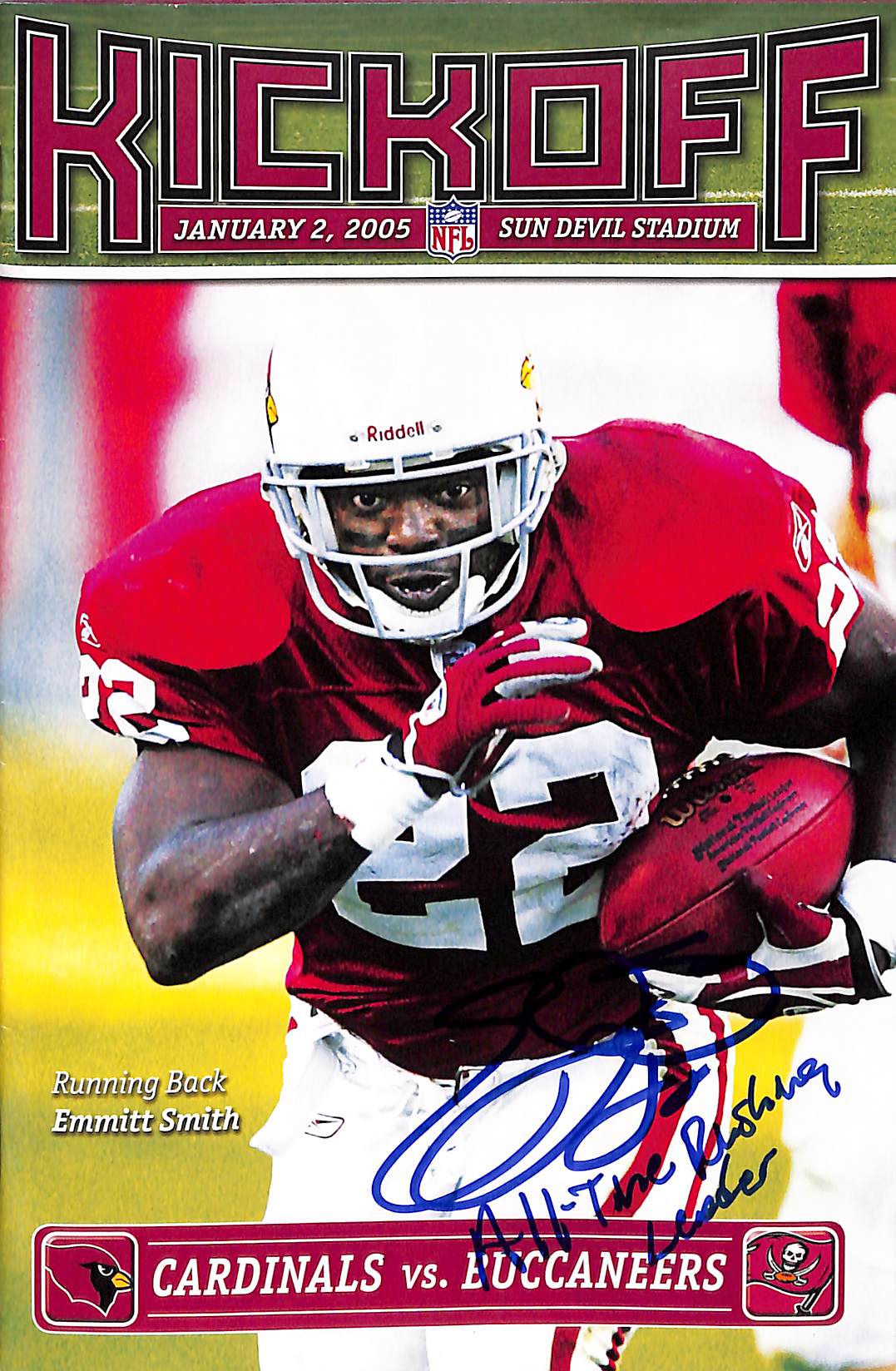 Emmitt Smith Autographed Arizona Cardinals 01/02/05 Media Guide BAS