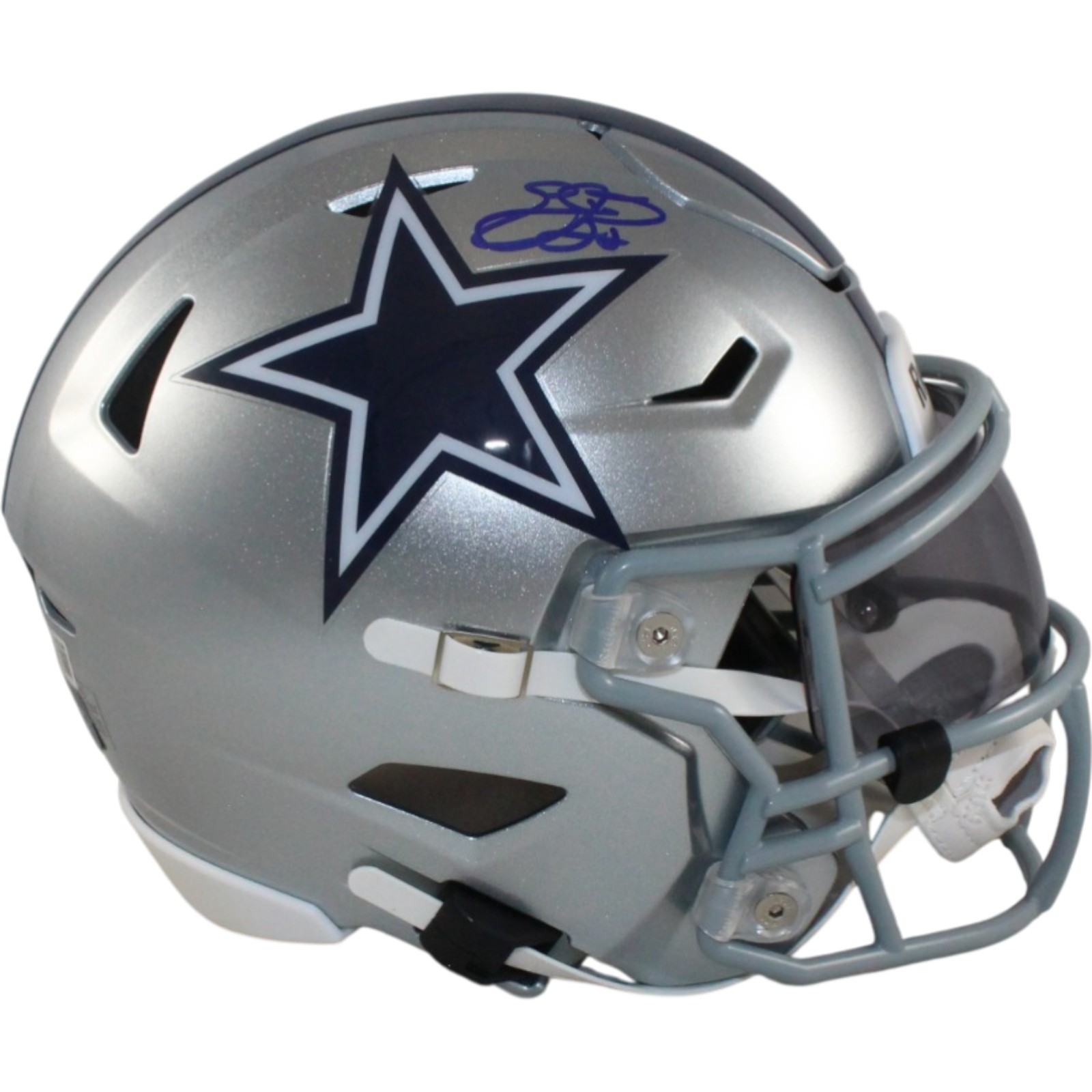 Emmitt Smith Autographed Dallas Cowboys Mid-Size Midi Helmet Beckett WIT 55268