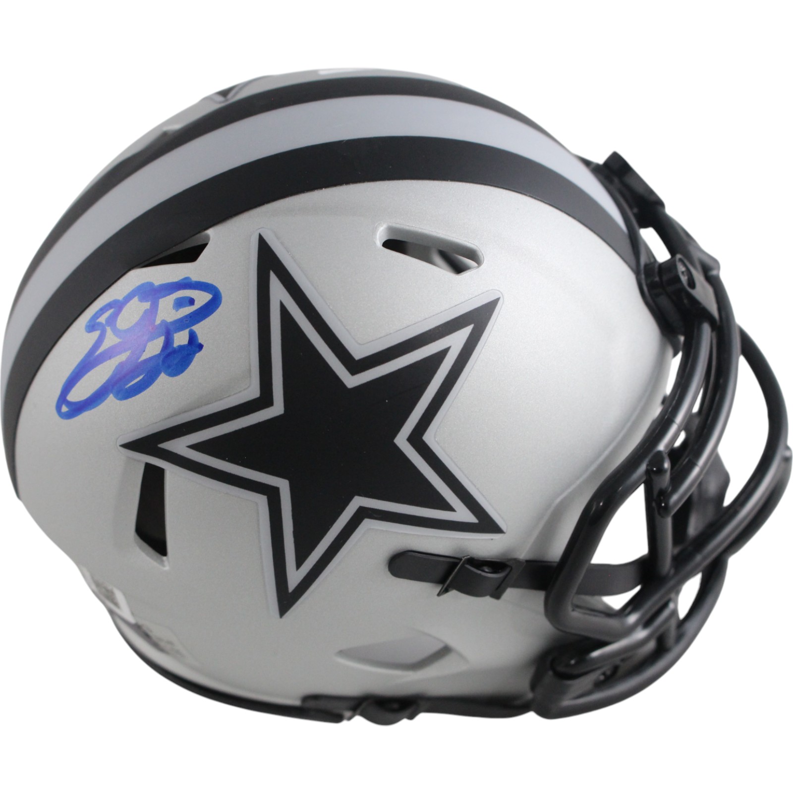 Emmitt Smith Autographed/Signed Dallas Cowboys Rave Mini Helmet Beckett 49608