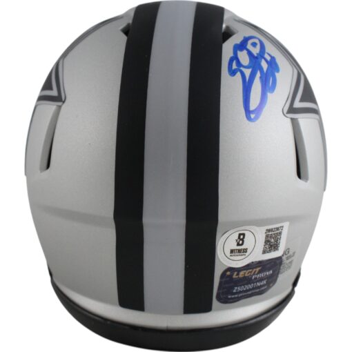 Emmitt Smith Autographed/Signed Dallas Cowboys Rave Mini Helmet Beckett 49608