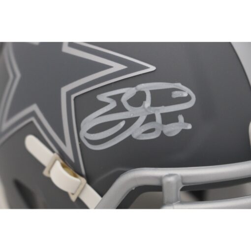 Emmitt Smith Autographed/Signed Dallas Cowboys Slate Mini Helmet Beckett 48118