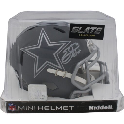 Emmitt Smith Autographed/Signed Dallas Cowboys Slate Mini Helmet Beckett 48118