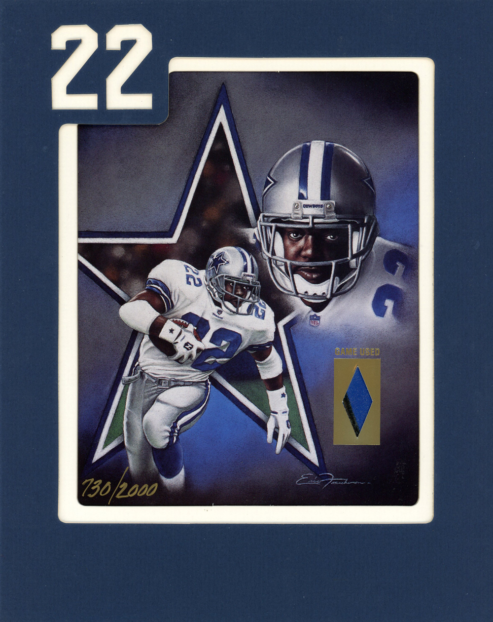 Emmitt Smith Dallas Cowboys Game Used Relic Gallery LE/2000 Print