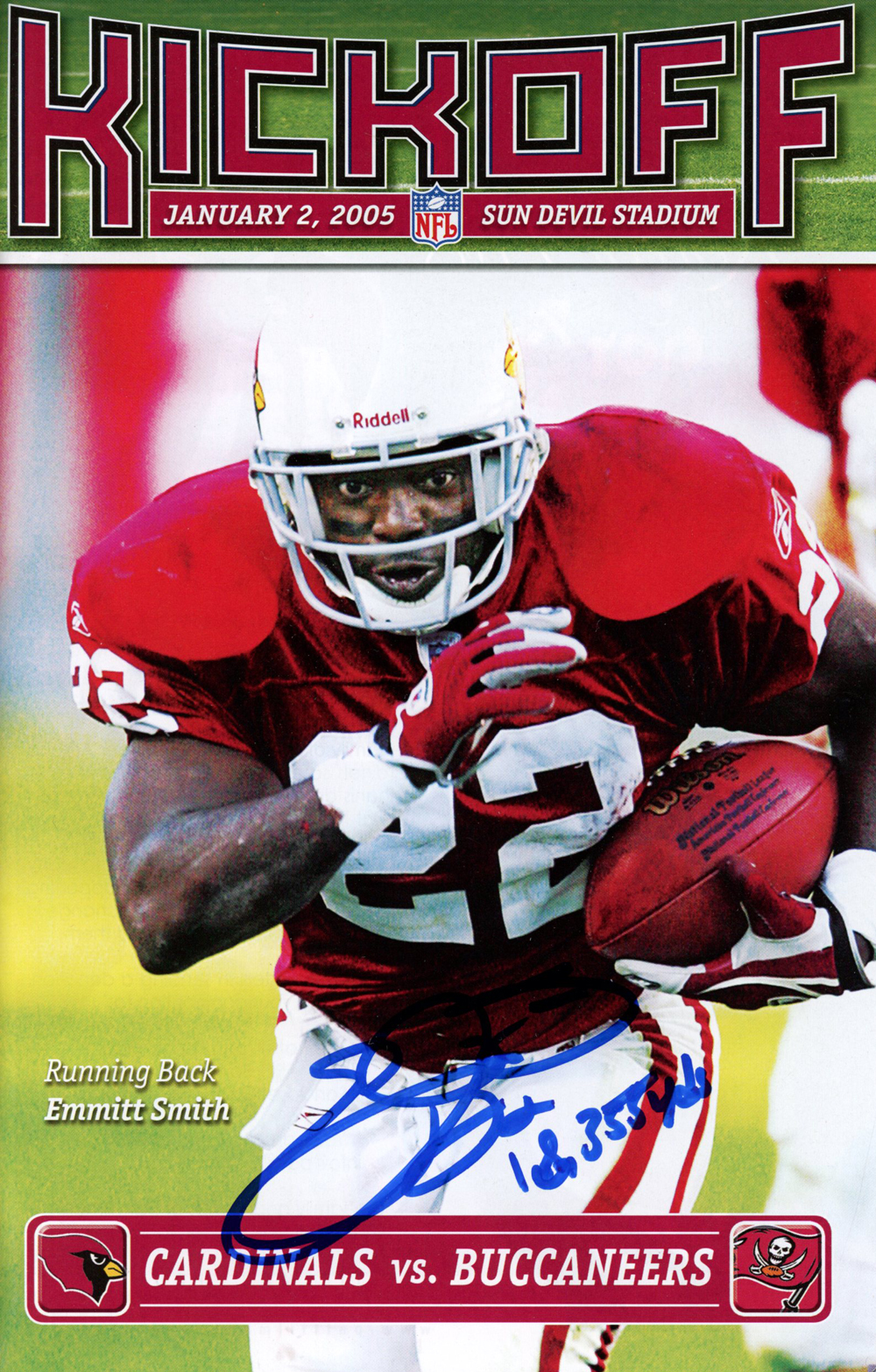 Emmitt Smith Autographed Arizona Cardinals Kickoff Program Beckett