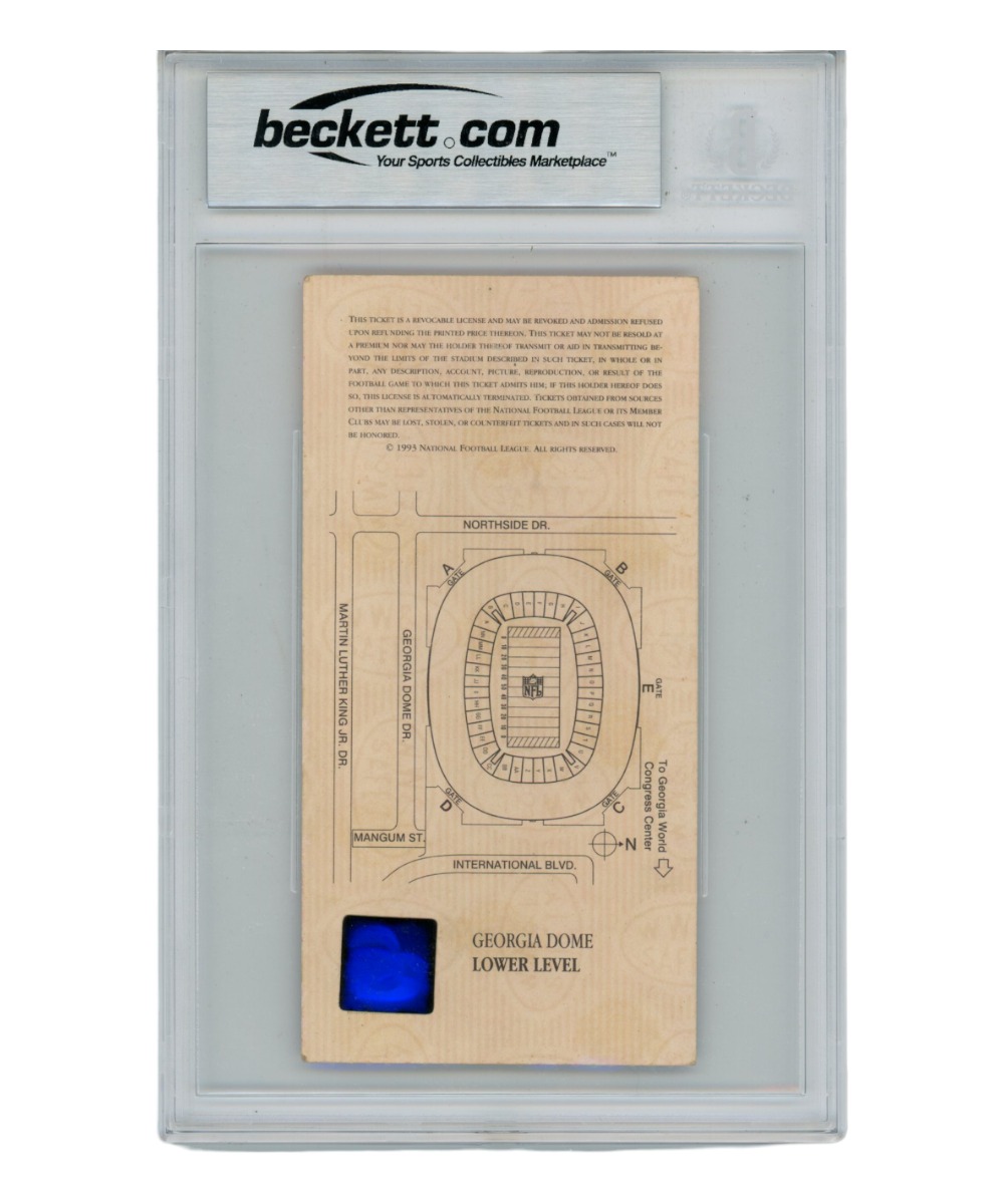 Emmitt Smith Signed Super Bowl XXVIII Ticket Stub MVP Grade 6 Beckett