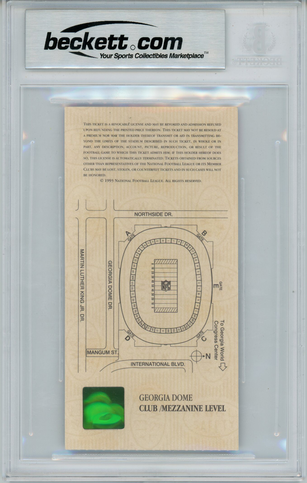 Emmitt Smith Signed Super Bowl XXVIII Ticket Stub SB MVP Beckett Slab