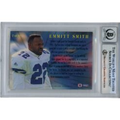 Emmitt Smith Autographed 1994 Fleer League Leader #7 10 Auto Card Beckett 49955