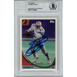 Emmitt Smith Autographed/Signed 1994 Topps #1 Trading Card Slab Beckett 49906