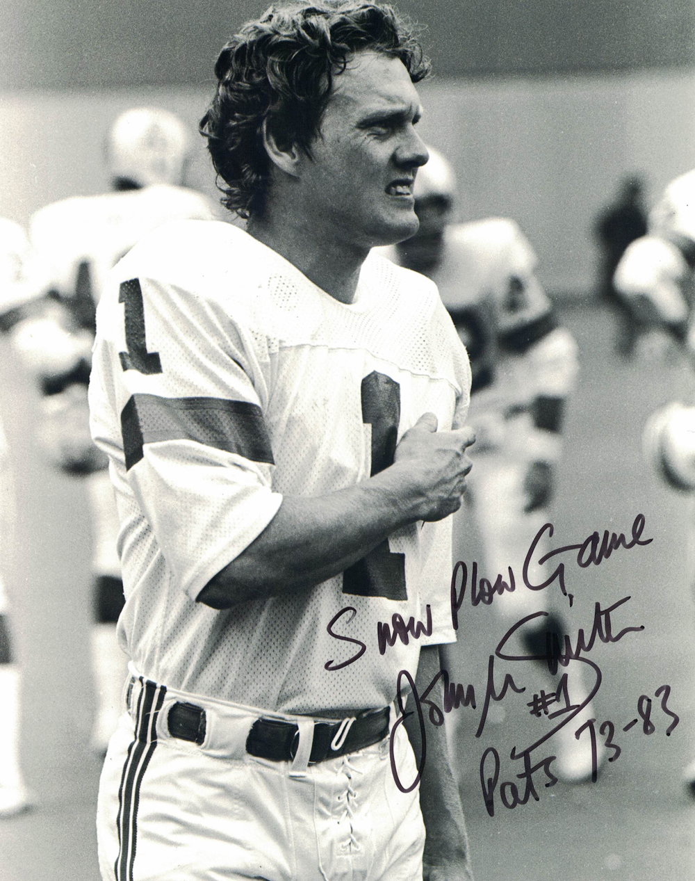 John Smith Autographed New England Patriots 8x10 Photo Snow Plow Game 30232