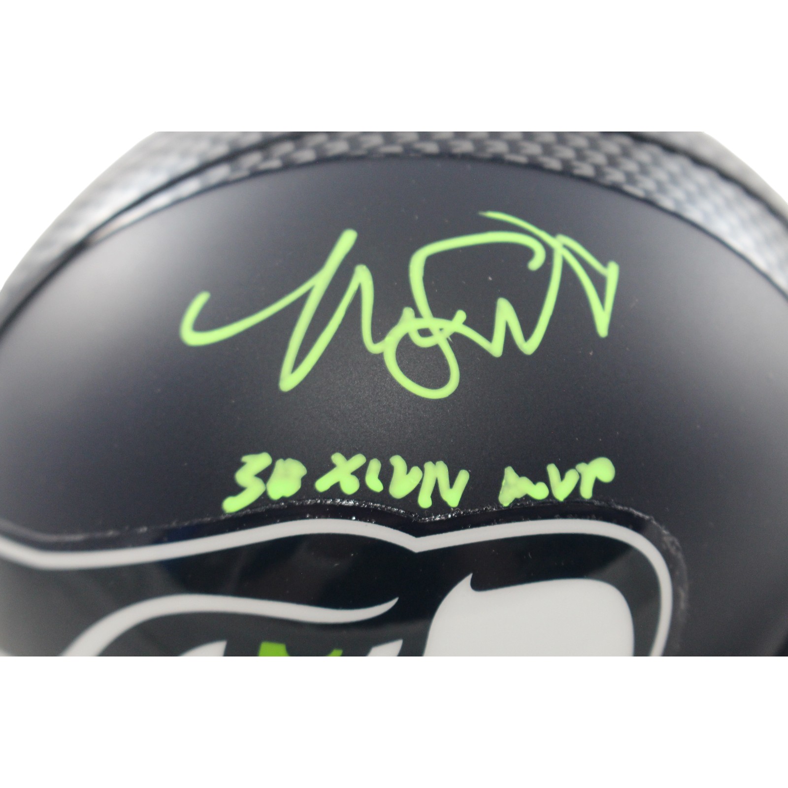 Malcolm Smith Autographed Seattle Seahawks VSR4 Mini Helmet SB MVP Beckett 55045