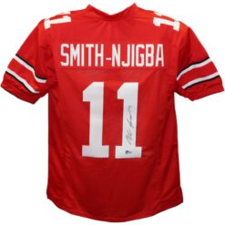 Jaxon Smith-Njigba Autographed/Signed College Style Red Jersey Beckett 
